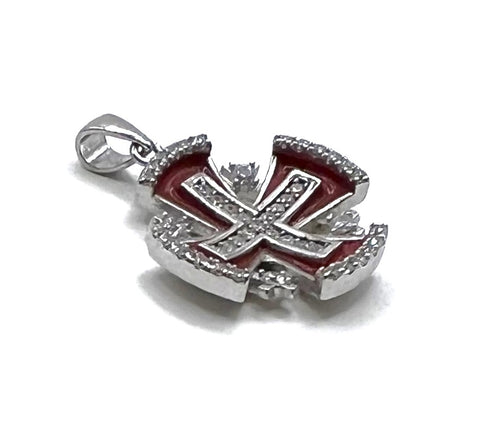 Sterling Silver Enamel Jerusalem Hollow Cross Pendant